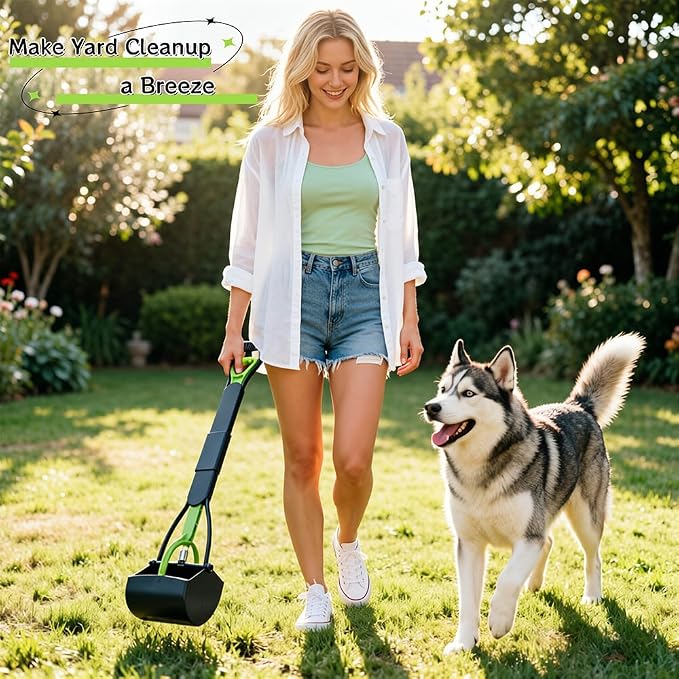 2 Pack 32" Long Handle Pooper Scooper for Large Small Dogs, Dog Pooper Scooper for Yard Lightweight Poop Scooper with Durable Material