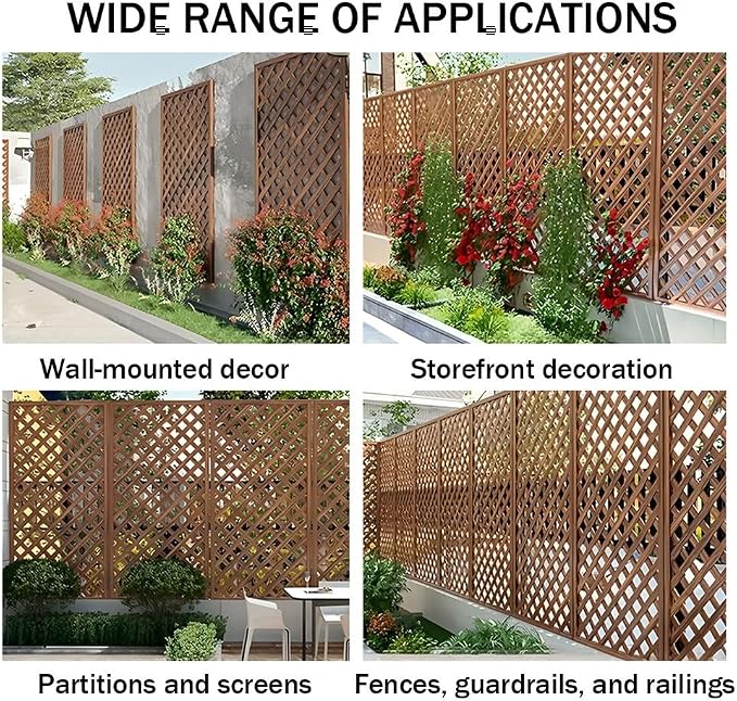 Zfmnoyev Outside Wooden Decorative Fences, Courtyard Edge Fence Board, Decorative Garden Trellis for Climbing Plants, Standing Decorative Privacy Fence Panels for Deck Patio Balcony(30x90cm)