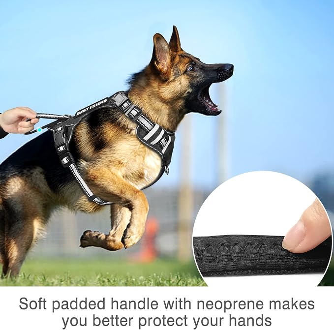 Service Dog Vest No Pull Dog Harness with 7 Dog Patches, Reflective Pet Harness with Durable Soft Padded Handle for Training Small, Medium, Large, and Extra-Large Dogs