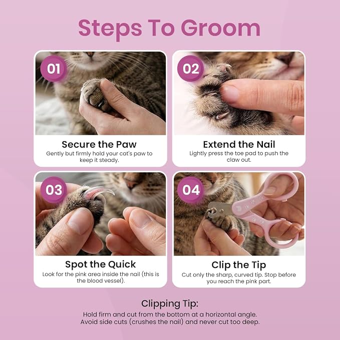 Necoichi Purrcision Feline Nail Clippers | Lever Principle Cat Nail Clipper | Butter-Smooth Cuts | Made in Japan, Seki Swordsmith Craftsman | Stainless Steel Cat Claw Trimmer for Indoor Cats (Lilac)