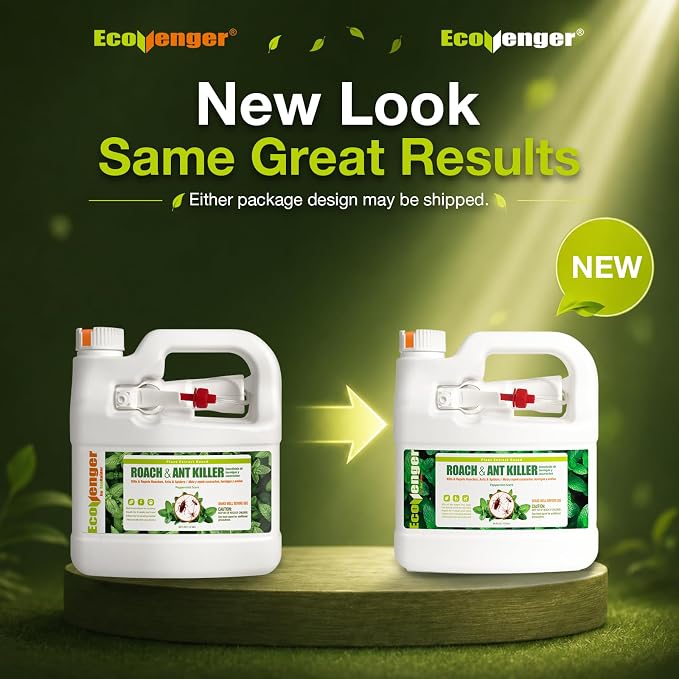 EcoVenger by EcoRaider Roach & Ant Killer 64 oz, Kills on Contact, Kills Ants & Other Indoor & Outdoor Crawling Insects, Natural & Non-Toxic, Pleasant Botanical Scent, Safe for Children & Pets