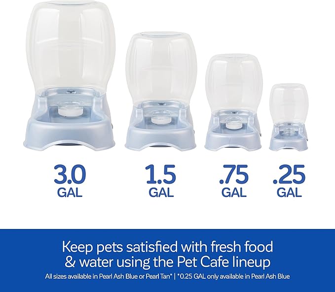 Petmate Pet Cafe Cat and Dog Water Dispenser - Water Bowl for Cats and Dogs, USA Made, 3 GAL, Pearl Ash Blue