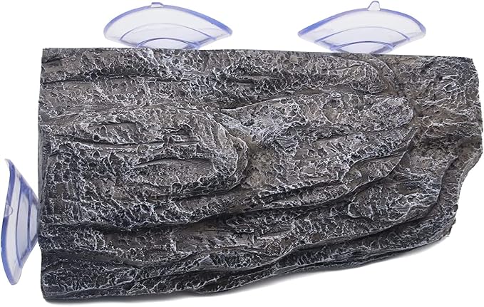 BigTron Turtle Floating Basking Platform - Artificial Bark Decor, Ideal for Aquariums, Terrace Fish Tanks, 3 pcs Suction Cups Included for Easy Installation Resting Terrace for Terrapins (Grey)
