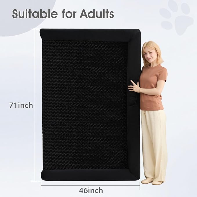 BFPETHOME Orthopedic Washable Human Dog Bed for Adult & Dog Cozy Sleep | Human Size Waterproof Big Soft Pet Couch Bed for Adult & Dogs Relax with Removable Cover Supportive Foam Black 61x43 Inch