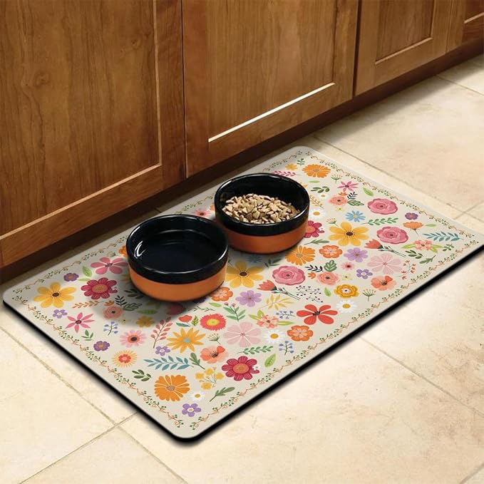 Pet Feeding Mat for Floors Waterproof Dog Mat for Food and Water Absorbent Quick Dry Non Slip mat for Cat Bowls