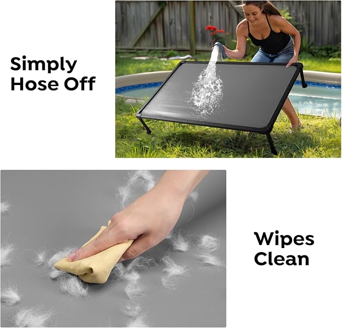 Veehoo Chew Proof Elevated Dog Bed, Indestructible Raised Dog Bed for Aggressive Chewers, Waterproof Dogs Training Platform for Indoor or Outdoor Use, 41 x27 inches, Grey