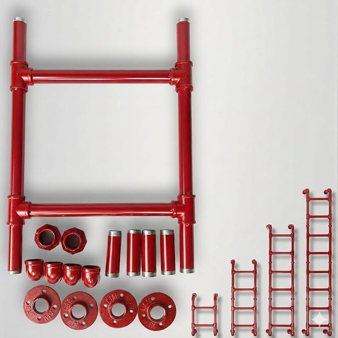 2 Step Wall-Mounted Ladder - Modular System - Assembly Stairs 2-Rung Egress Ladder for Window, Well, Loft, Warehouse, Blanket Rack - Indoor & Outdoor - Certified - Sectional Ladders - Expandable