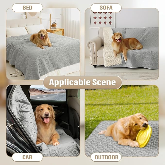 BOCTOPUG Dog Bed Cover for Pets Blankets Rug Pads for Couch Protection Waterproof Bed Covers Dog Blanket Furniture Protector Reusable Changing Pad (Light Grey+Ivory, 20"x30")