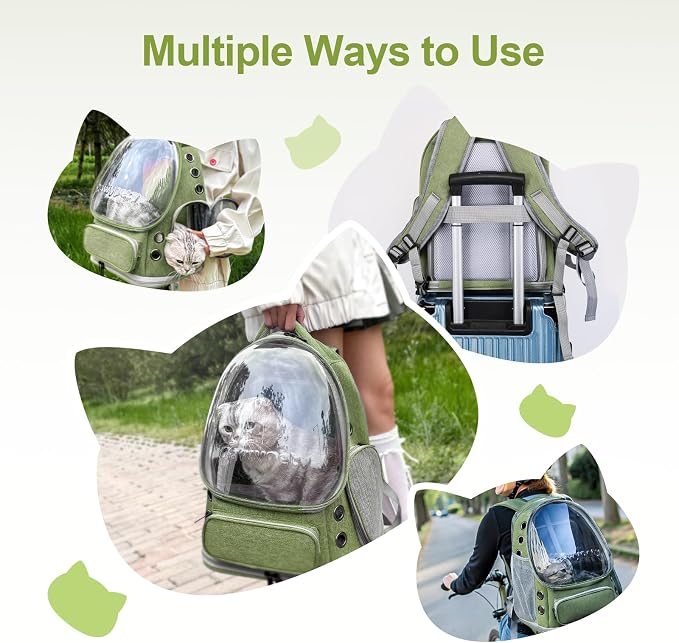 Cawypety Expandable Cat Backpack,Cat Bubble Backpack Carrier for Carrying Cats, Pets and Small Dogs,Airline-Approved,Designed for Travel, Hiking, Walking,Car