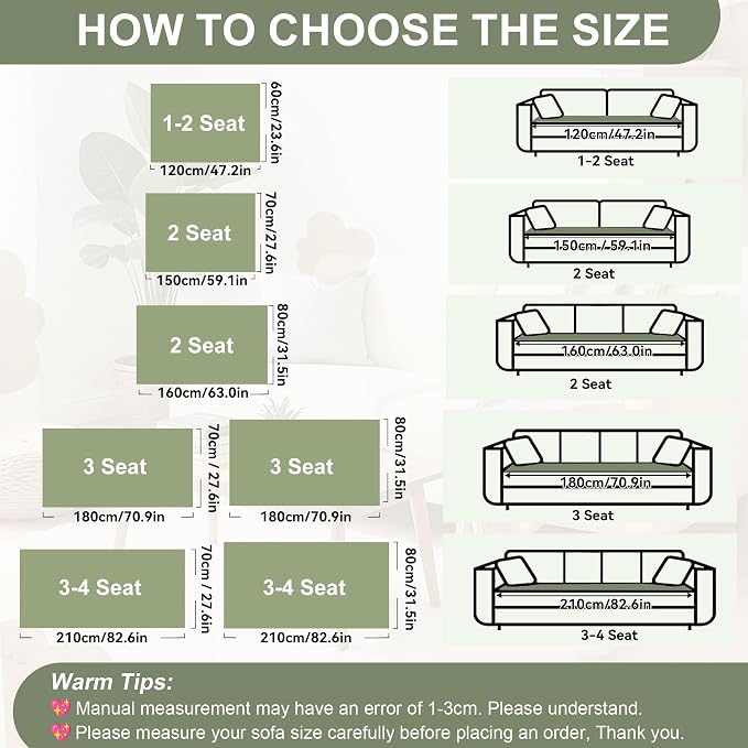 OTOB Couch Covers for 3 Cushion Sofa Pet Friendly, Plush Fuzzy Non Slip Sofa Covers Washable, Soft All Seasons Sofa Slipcovers Furniture Protector Dog Bed Mat (Matcha Green, 27.6" x 82.7")