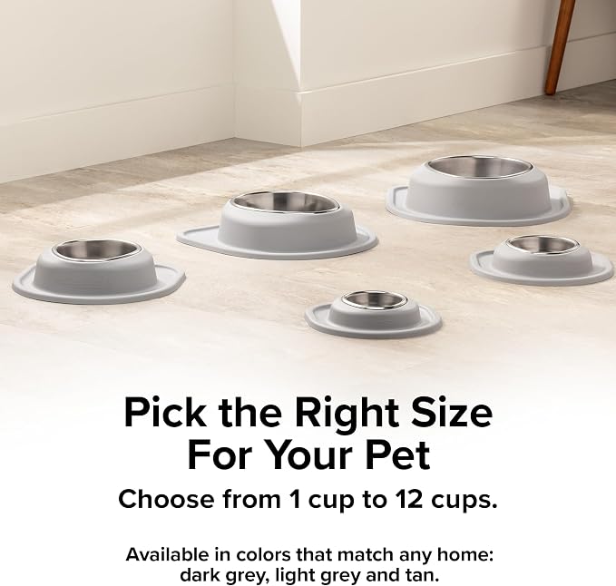 WeatherTech Single Low Pet Feeding System - Heavy-Duty Dog & Cat Food/Water Bowl - 16 oz (2 Cups) Dark Grey (SL1602DG)