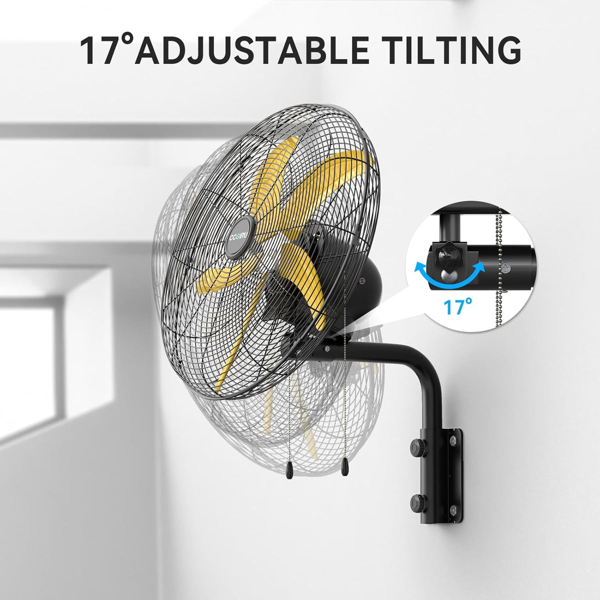 5000 CFM 20" Wall Fan Oscillating, Professional Industrial Wall Mount Fan with 3 Speed for Warehouse, Factory, Workshops, and Garage, UL Listed
