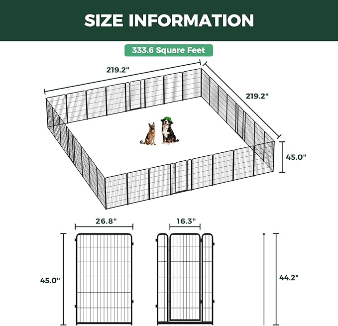 FXW Homeplus Unleashed Indoor Dog Playpen - Stress-Free and Safe Play, Heavy Duty 45 Inch 32 Panels Dog Pen for Large Dogs, Black│Patented