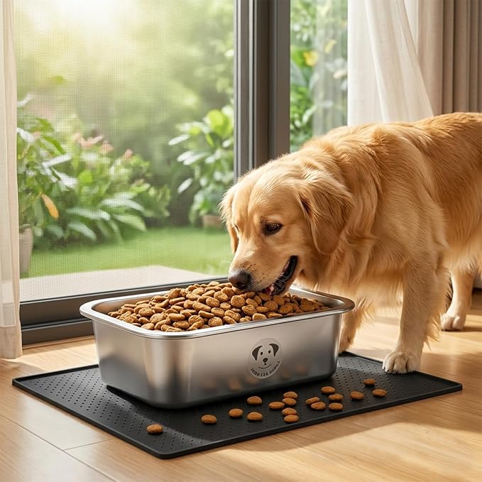 Stainless Steel Dog Bowls for Large Dogs, High Capacity Metal Dog Food Bowls, Food and Water Bowl for Larges, X-Large, and Big Dogs with Non-Slip Mat 1.25 Gallons, 2 Pack