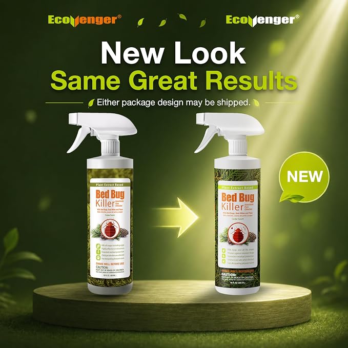 Bed Bug Killer 16 oz EcoVenger by EcoRaider, 100% Kill Efficacy, Bedbugs & Mites, Kills Eggs & The Resistant, Lasting Protection, USDA BIO-Certified, Plant Extract Based & Non-Toxic, Child & Pet Safe