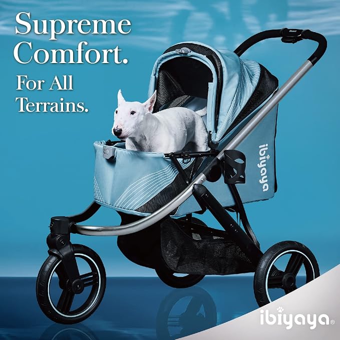 ibiyaya The Beast Pet Jogging Stroller for All Terrains, 3-Wheel Dog Carrier with Double Breaks, Zipperless Large Stroller for Running & Hiking, Multiple Small Dogs, Medium Dogs, or Cats (Flash Grey)