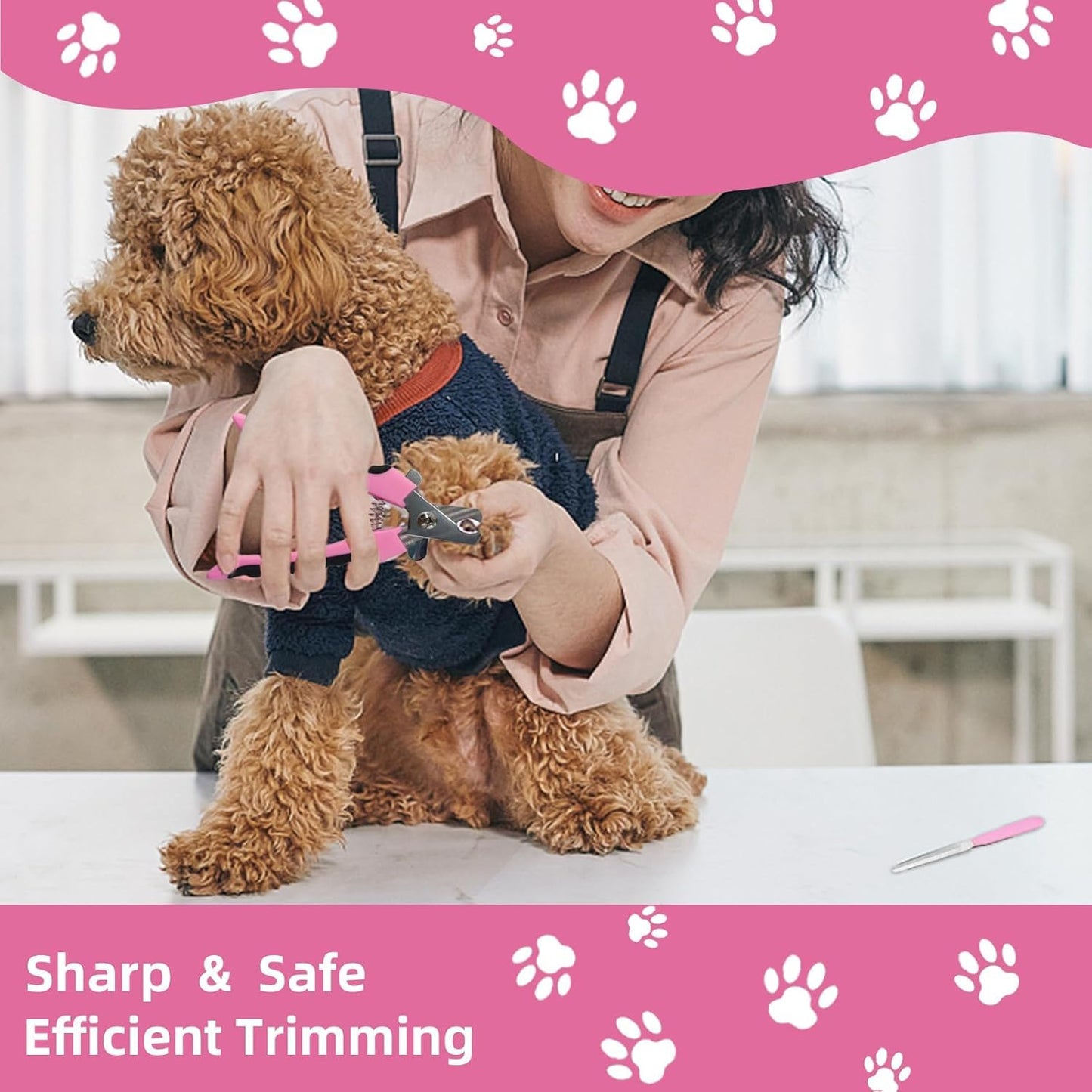 Dog Brush for Shedding,9 PCS in One Pet Slicker Hair Brush Kit with Pet Nail Clipper and File - Dog Cat Grooming Deshedding Undercoat Rake Brush Comb for All Small Large Dogs Cats Pink