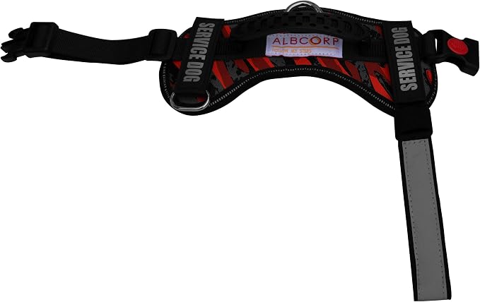 Service Dog Vest Harness – Reflective, No-Pull Harness with Handle & Comfy Mesh Padding – Sizes XXS-XL for Puppies, Small & Large Dogs – 2 Removable Service Patches Included (Small, Red Camo)