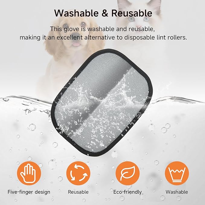 AOBIS Pet Hair Remover Gloves for Cats & Dogs - Reusable Electrostatic Pet Hair Gloves, Fur Removal Tool for Home, Car Seats