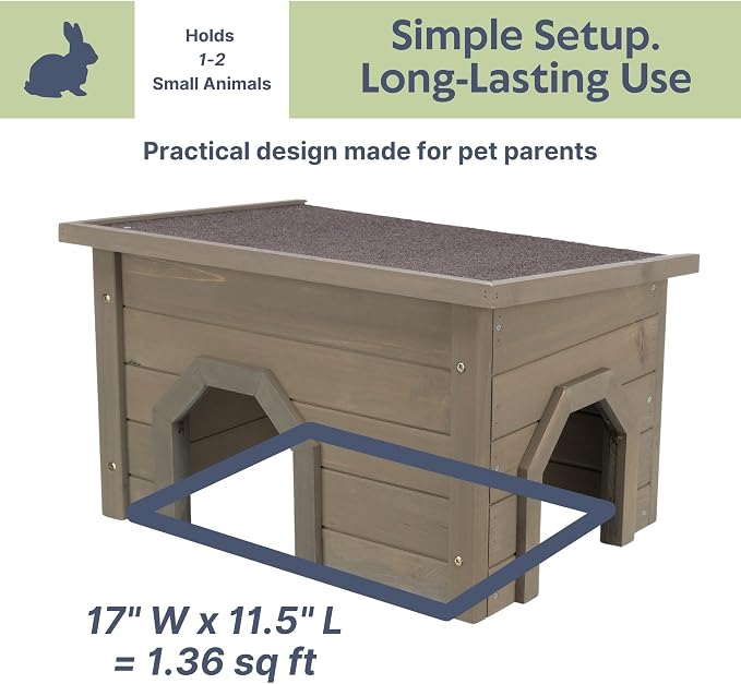 TRIXIE Indoor & Outdoor Small Animal Hideout Shelter for Rabbits and Guinea Pigs, Weatherproof Hide House with Two Entrances, Easy Assembly, Animal-Safe Design