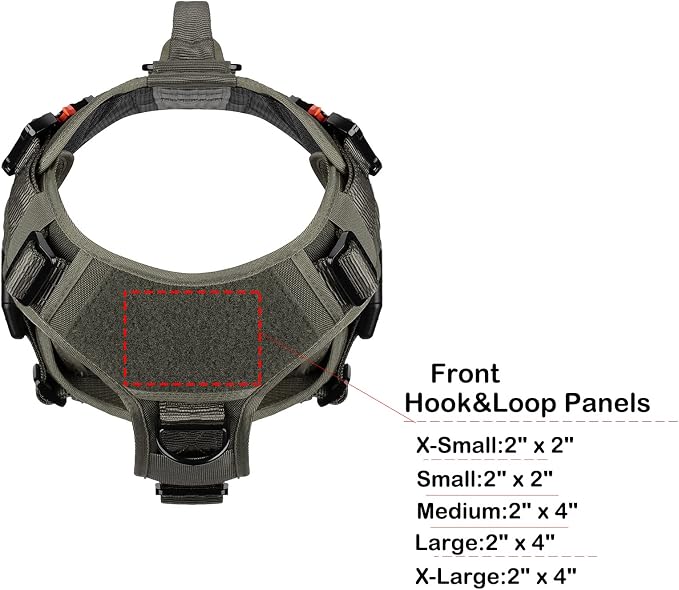 ICEFANG No Pull Tactical Dog Harness for Large Dogs,Adjustable Dog Vest | Control Handle,MOLLE Panel,Front Hook,3 Leash Clips,Soft Padded,for walking training,Green,Large