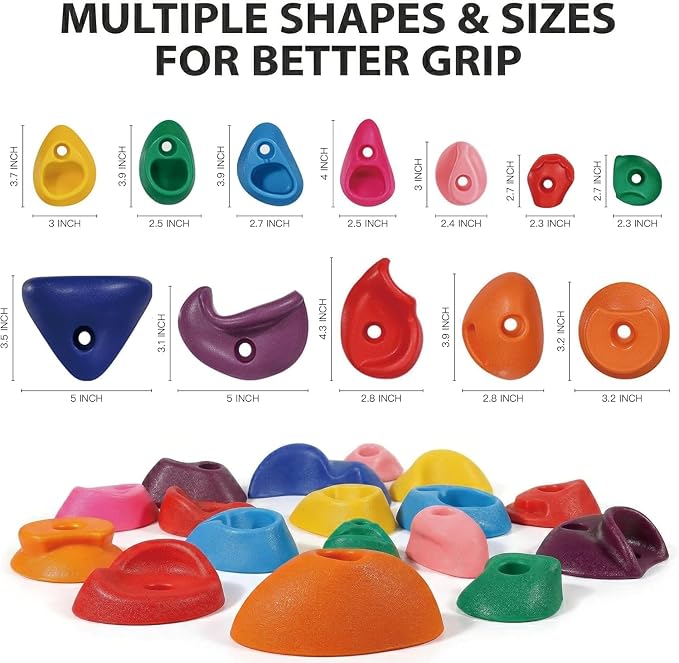 Kids Rock Climbing Holds, 36-Piece Hardware Set, Multicolor