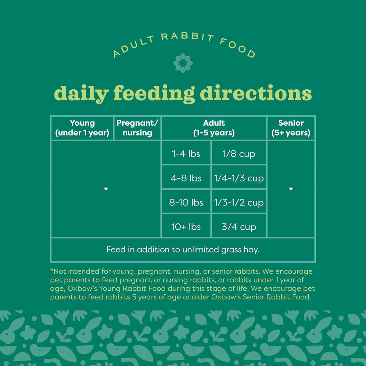 Oxbow Essentials Rabbit Food, Adult, Made with Oxbow Timothy Hay for Rabbit, Pet Pellets with Vitamins & Minerals, Small Animal Pet Products, Bunny Food, Made in USA, High Fiber, 10 lb. bag