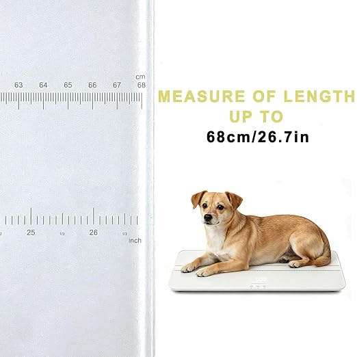 Digital Pet Scale for Dogs and Cats, Large Dog Scale,Max 220lbs,Rechargeable Version, 3 Weighing Modes lbs,kg,st,Precision 10g, 27.16×12.99 Inches