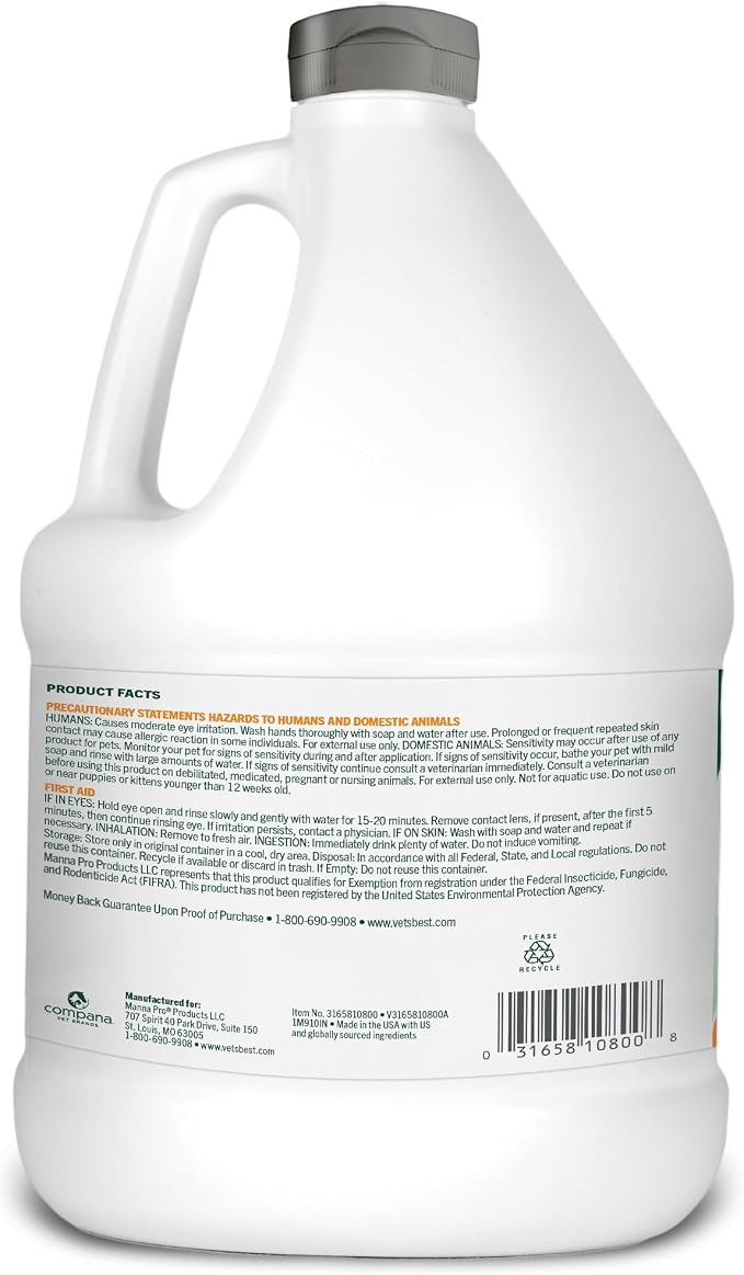 Vet’s Best Flea and Tick Home Spray – Plant-Based Flea and Tick Treatment for Dogs and Indoor Use – Natural Essential Oil Spray for Flea Control in the Home – Made in USA – 96 oz Refill