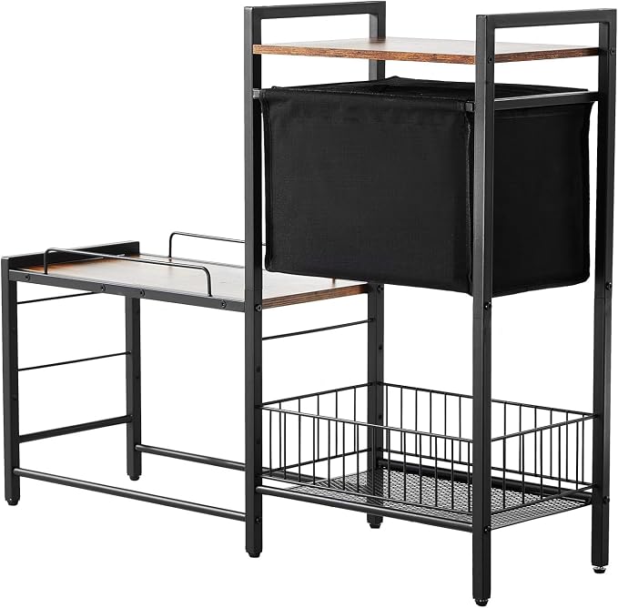 VEVOR Pet Feeding Station with Storage, 4 Height Adjustable Elevated Dog Bowl, Dog Bowls Stand with Toy Bin Basket, Raised Feeding Station Cabinet, Pet Storage Organizer for Large Medium Small Dogs
