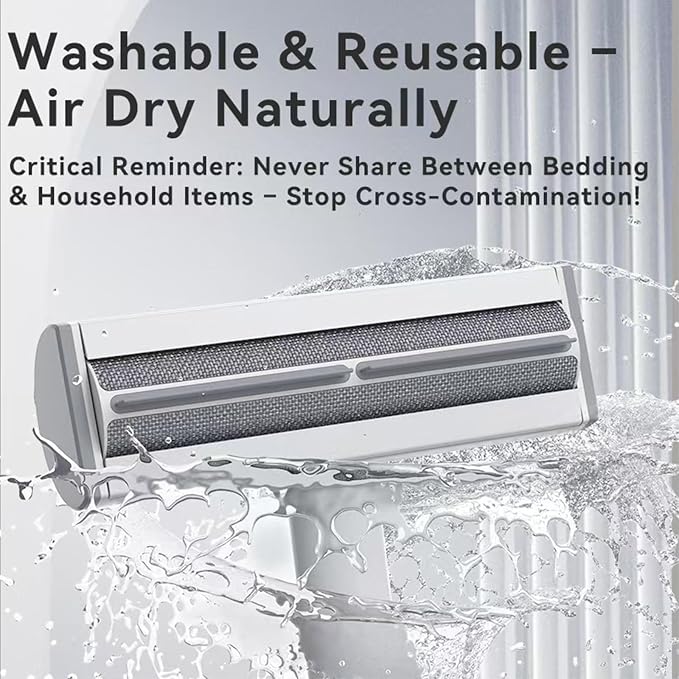 Pet Hair Remover, Lint Brush- Reusable Lint Roller for Cat & Dog Hair on Couch, Carpet, Rugs & Bedding- Portable, Eco-Friendly, No Need for Lint Roller Refills (Gray & White)