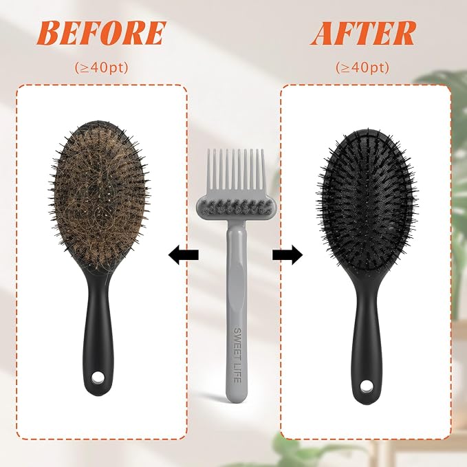 2 Pcs Brush Cleaning Tool 2-in-1 Hair Brush Cleaner Tool, Effective Hairbrush Cleaner Hair Brush, Portable Comb for Removing Hair and Dust for Home Travel Salon Use