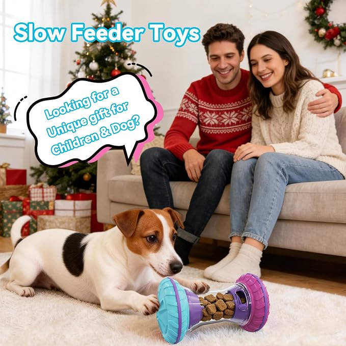 MateeyLife Interactive Dog Puzzle Toy, Adjustable Treat Dispensing Slow Feeder for IQ Training, Silent Quiet Roller for Small Medium Dogs, Boredom Relief Enrichment Toys to Keep Them Busy