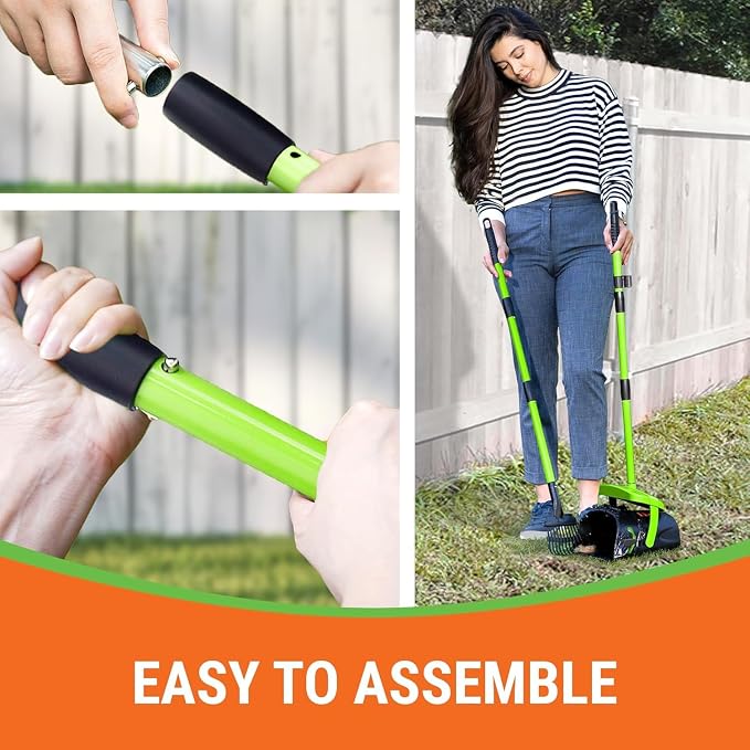 Pupzle Dry & Wet Dog Pooper Scooper with 40" Long Handle for Large Dogs | Dog Poop Shovel and Rake , Large Capacity Swivel Bin, Bag Attachment, 75 Bags, Poop Scoop for Yard, Patent Pending