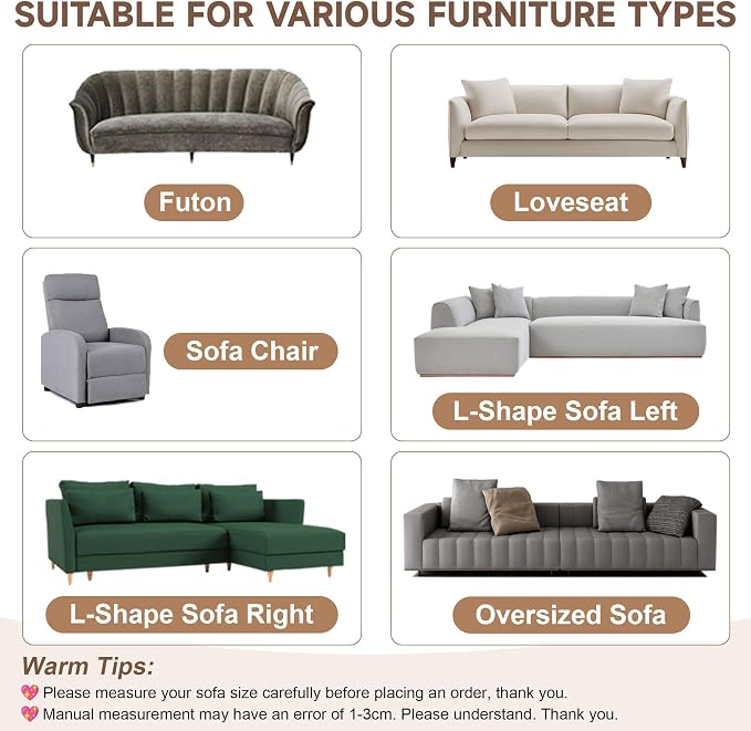 OTOB Sofa Covers for 3 Cushion Couch Washable, All Seasons Fuzzy Non Slip Kids & Pet Friendly Dog Bed Mats Couch Cover, Soft Plush Sofa Slipcovers Furniture Protector (Beige, 27.6" x 70.9'')