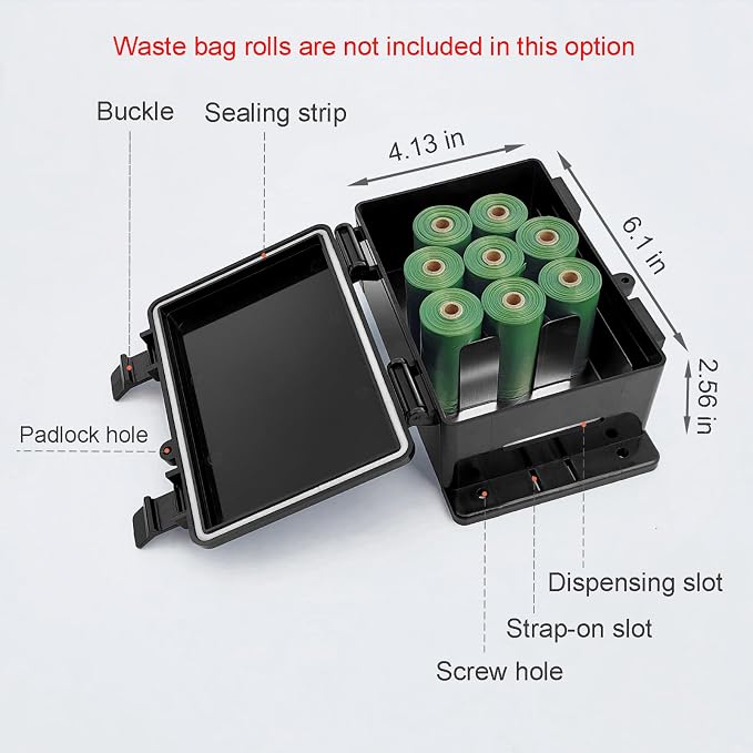 Dog Poop Bag Dispenser Wall Mounted Waterproof Outdoor Pet Waste Bags Dispenser Station with Cute Doggie Poo Images Post, Pole, Fence Mountable fits Home, Porch, Patio, Yard(black,only dispenser)