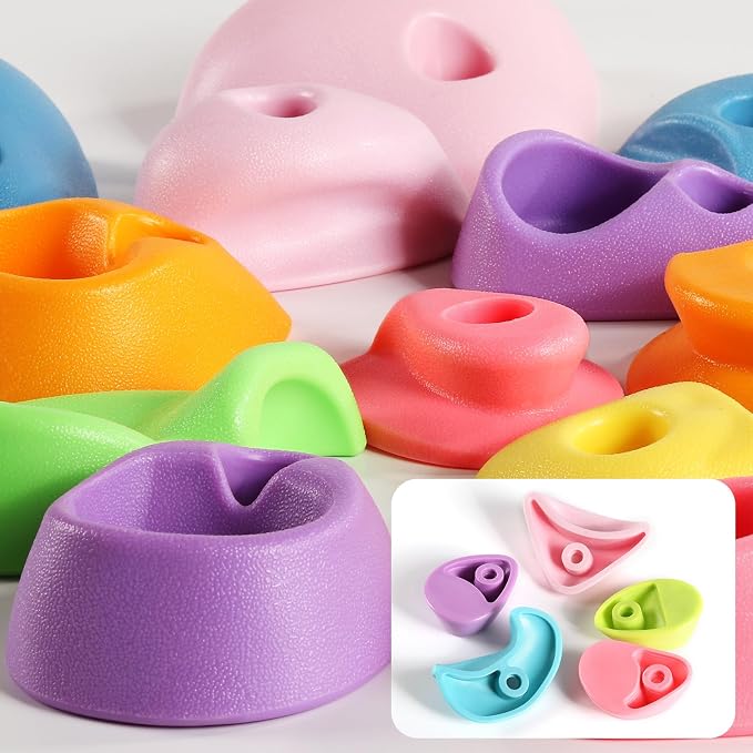 TOPNEW 32Pcs Rock Climbing Holds, Multi Size Climbing Wall Grips for Kids & Adults, Weather Resistant Bouldering Rocks with Hardware, Indoor Outdoor Playground DIY Rock Wall Holds, Ideal