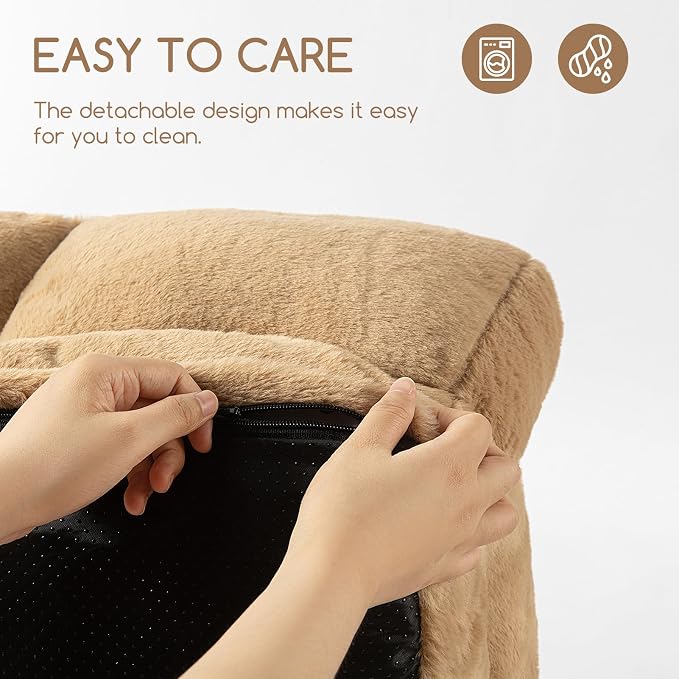 Hollypet Small Dog Large Cat Bed Puppy Couch Beds for Pets up to 25 lbs | Fluffy Dog Cat Couch Plush Soft Warming Pets Beds with Machine Washable Cover and Non-Slip Bottom