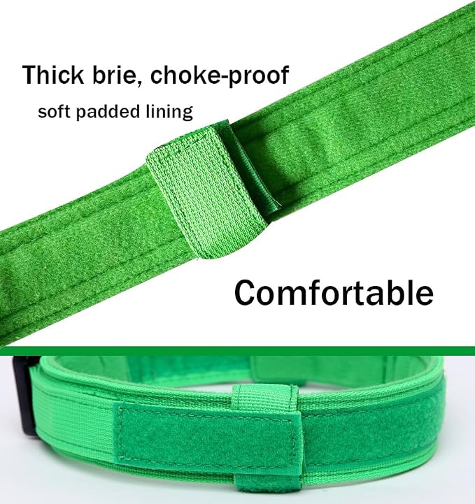Tactical Dog Collar for Large Dogs with Control Handle,Bright Green,XL | 1000D Heavy-Duty Nylon Fabric,Quick-Release Metal Buckle,Adjustable Fit,Soft-Padded Webbing,D-Ring,for Training & Hiking