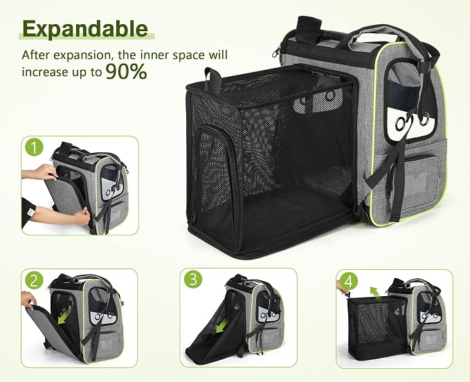 pecute Cat Backpack Expandable, Cat Carrier Backpack with Acrylic Window