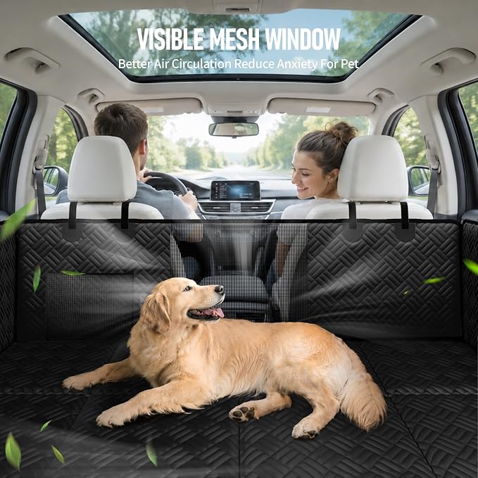 PROZAR Dog Car Seat Cover for Back Seat, Hard Bottom Back Seat Extender, Pet Cover for Dogs - Supports 400lbs, Back Seat Pet Cover, Dog Hammock for Full-Size Trucks/SUVs, 60in -Black