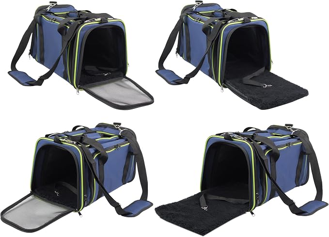 EliteField Expandable Soft Pet Carrier (3 Year Warranty, Airline Approved), Multiple Sizes and Colors Available (20" L x 12" W x 11" H, Navy Blue)