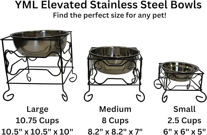 Wrought Iron Stand with Single Stainless Steel Bowl Size: Medium (7" H x 9.5" W x 9.5" D)