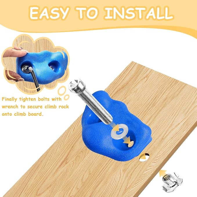 OSPNIEEK 20 PCS Rock Climbing Holds for Kids, Adult Rock Wall Climbing Kit | with Handles and Mounting Hardware, Multi-Colored Climbing Wall Grips for Indoor and Outdoor Playground Accessories Play Set