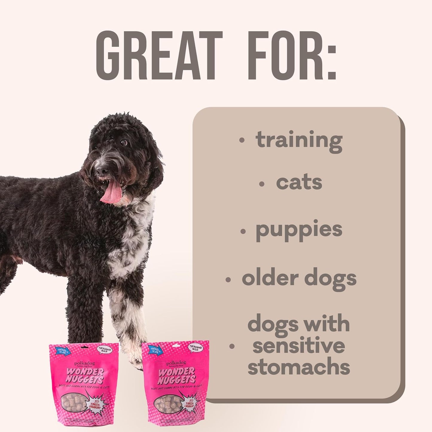 Polkadog Wonder Nuggets – Soft & Chewy Dog Treats with Turkey & Cranberry – Healthy, Limited Ingredient Training Treats for All Dog Breeds and Ages – Natural, Made in USA – 10 oz