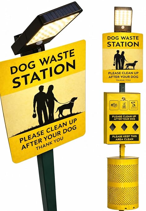 Rust-Proof Aluminum Dog Waste Station – Includes 400 Waste Bags & 25 Can Liners – Commercial-Grade, UV-Resistant