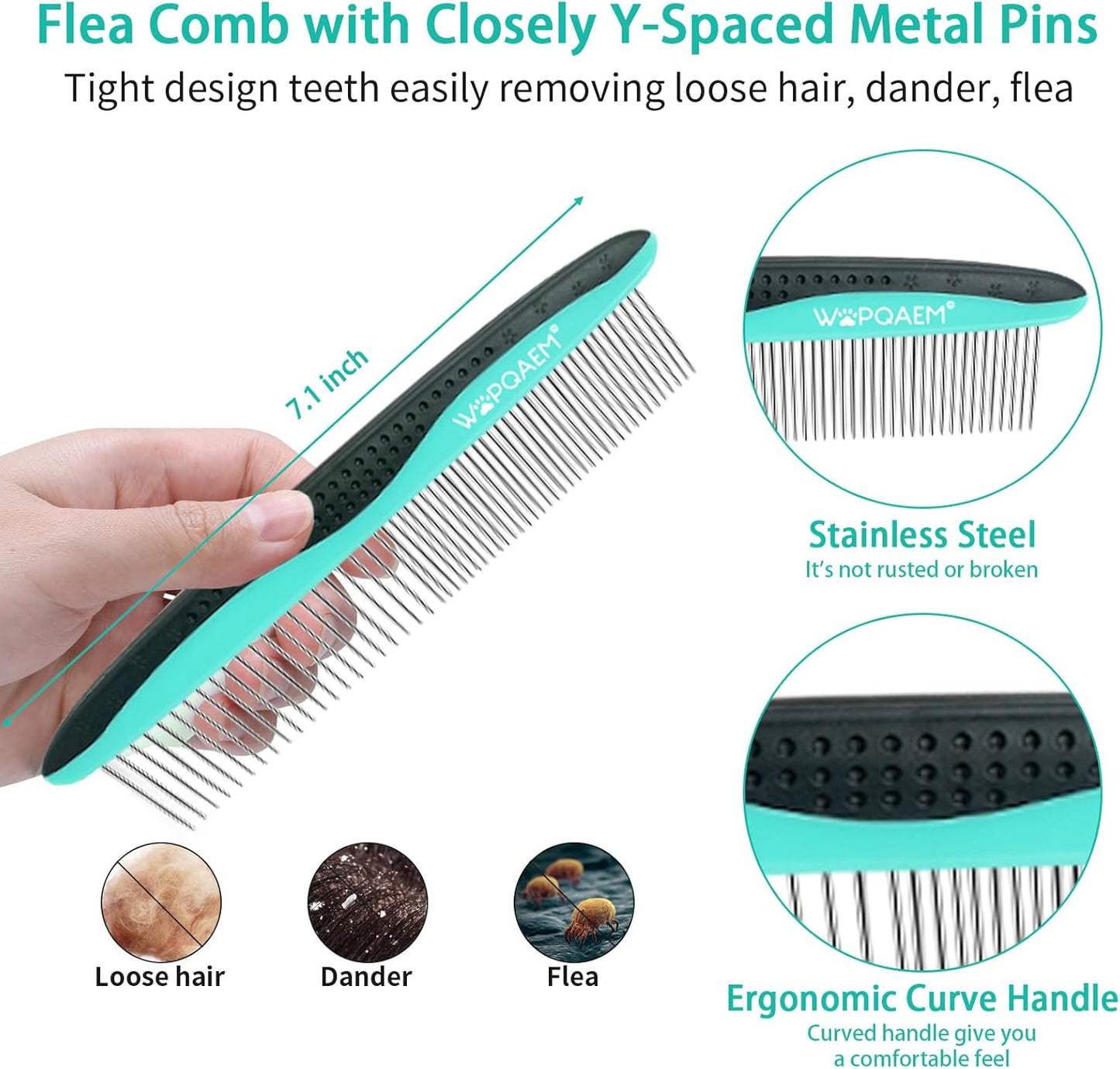 Dog Brush Kit for Grooming Short & Long Haired Dogs & Cats, 5 in 1 Pet Grooming Set for Small Animals, 5 PCS Puppy Self-Cleaning Slicker Brush and Pet Comb for Shedding Medium & Large Dogs