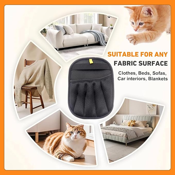Florteen Pet Hair Removal Glove for Dogs & Cats,Reusable Electrostatic Pet Hair Remover Gloves,Magic Brush Pet Hair Removal Tool for Furniture,Couch,Car Seats,Clothing(2Pcs)