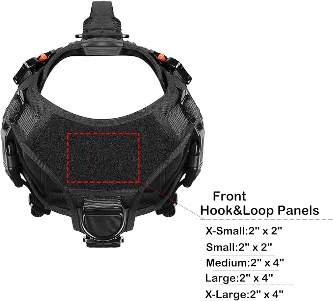 ICEFANG No Pull Tactical Dog Harness for Medium Dogs,Adjustable Dog Vest | Control Handle,MOLLE Panel,Front Hook,3 Leash Clips,Soft Padded,for walking training,Black,Medium