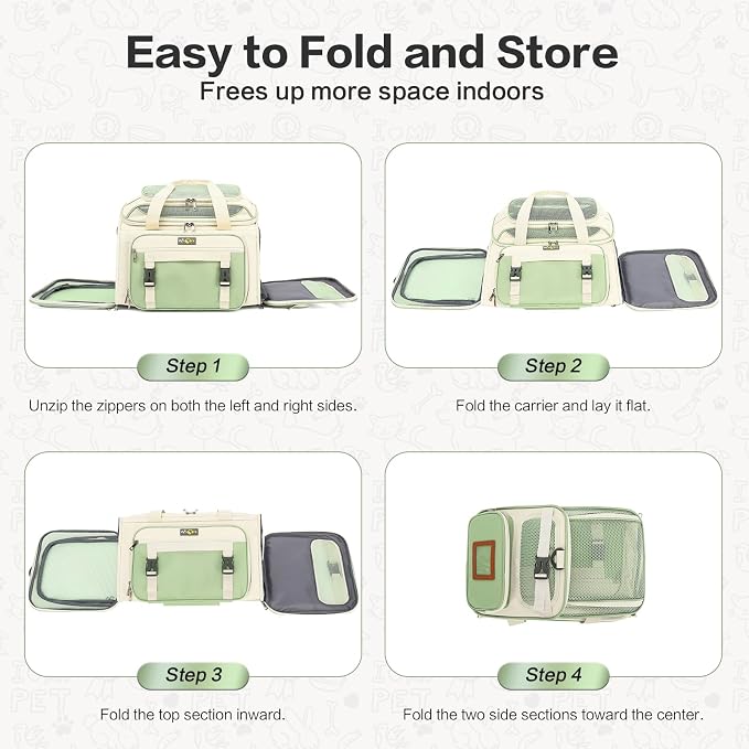 18x11x11 Small Cat/Dog/Pet Carrier – Airline Approved, Collapsible with Expandable Top and Sides. Soft-Sided Travel Puppy Carry Bag, Small Animal Rabbit Kennel Carrying Case, Kitten Mesh Cage